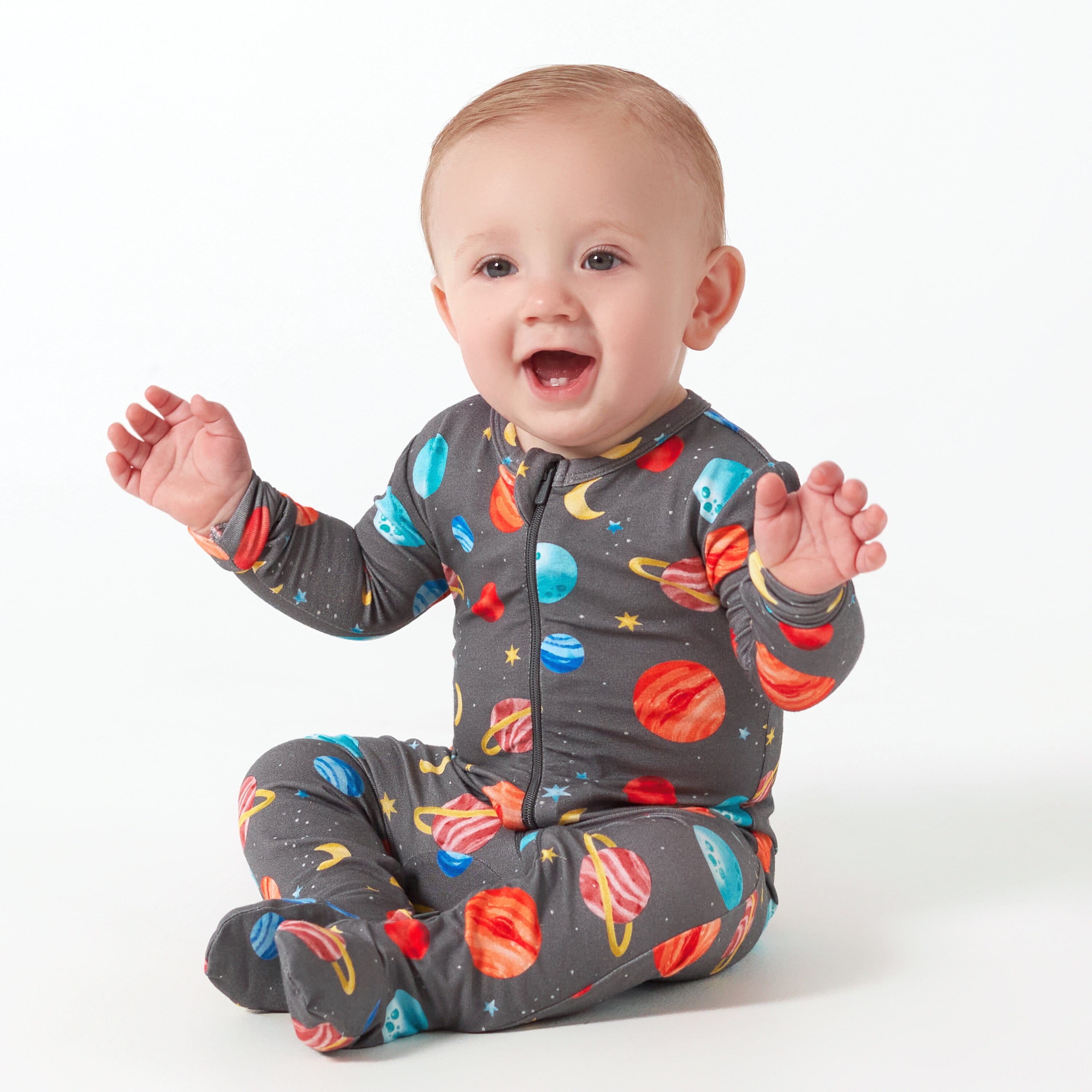 Baby & Toddler Outer Space Buttery Soft Viscose Made from Eucalyptus Snug Fit Footed Pajamas