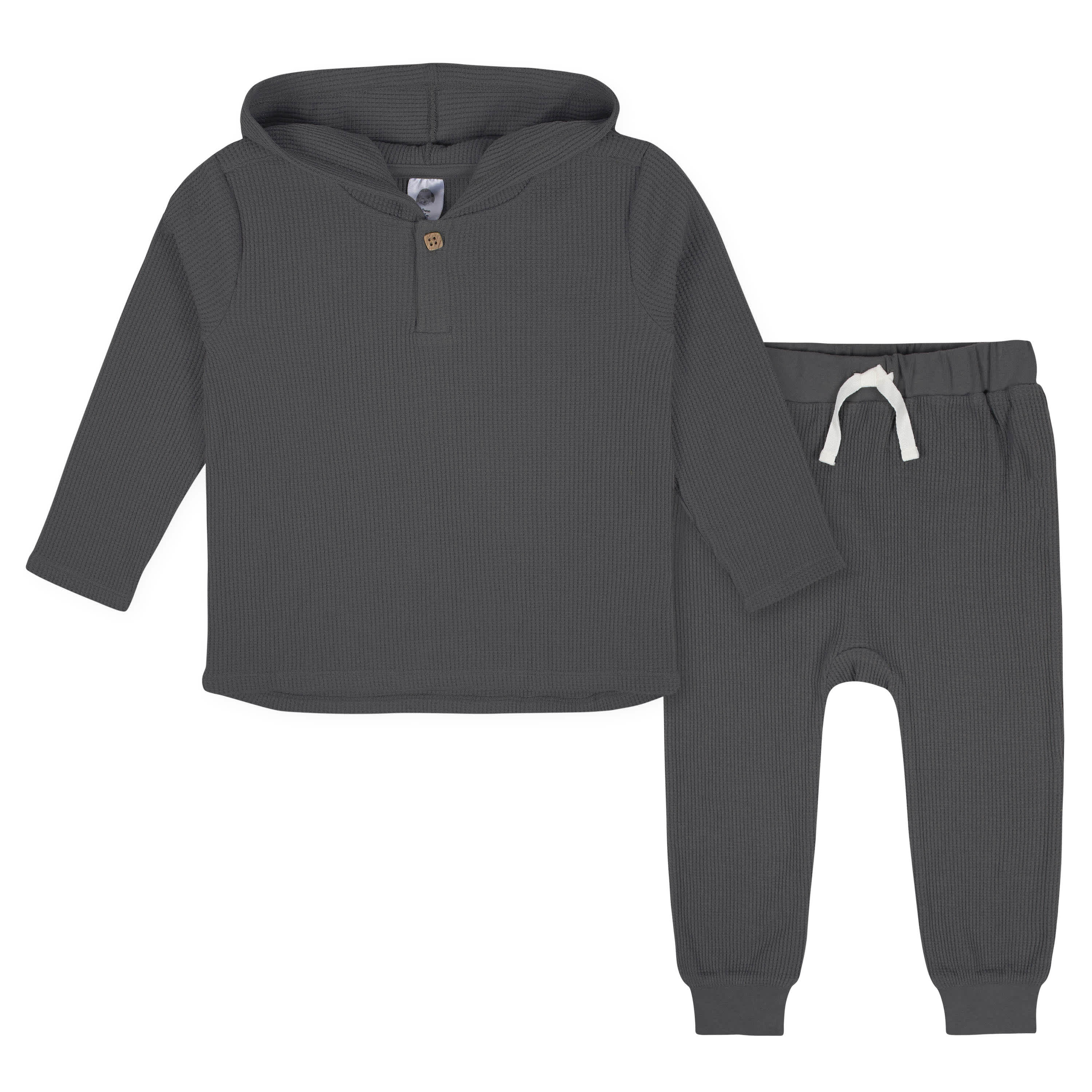 2-Piece Infant & Toddler Boys Charcoal Waffle Hoodie & Jogger Set