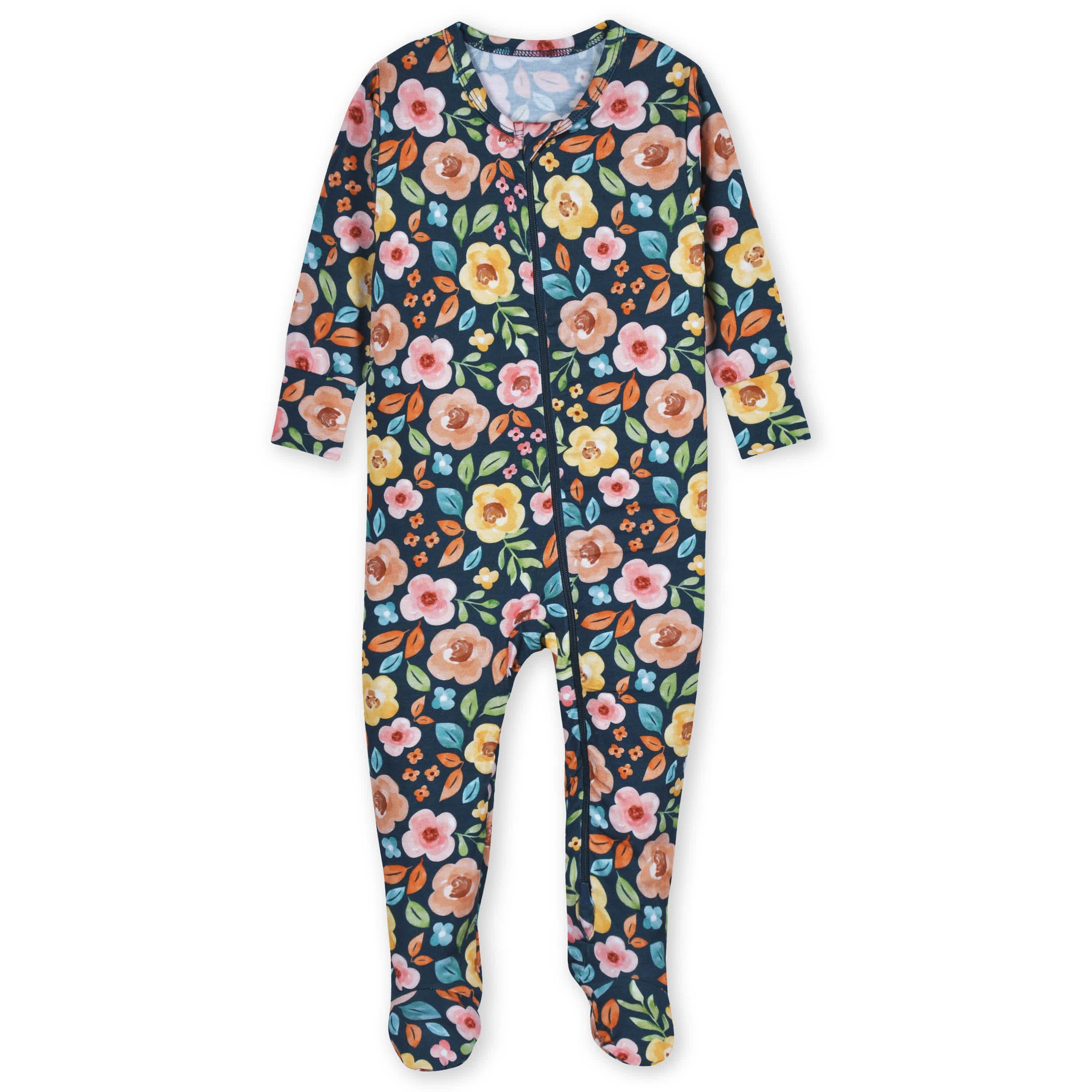 Baby & Toddler Girls Midnight Floral Buttery Soft Viscose Made from Eucalyptus Snug Fit Footed Pajamas