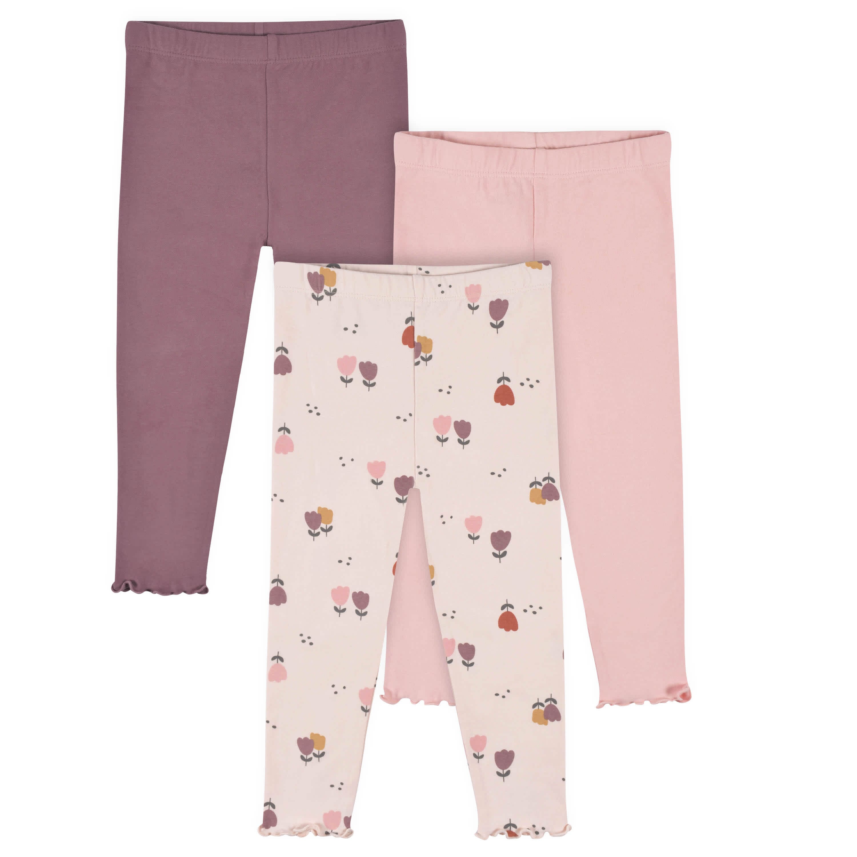 3-Pack Infant & Toddler Girls Burgundy Floral Leggings