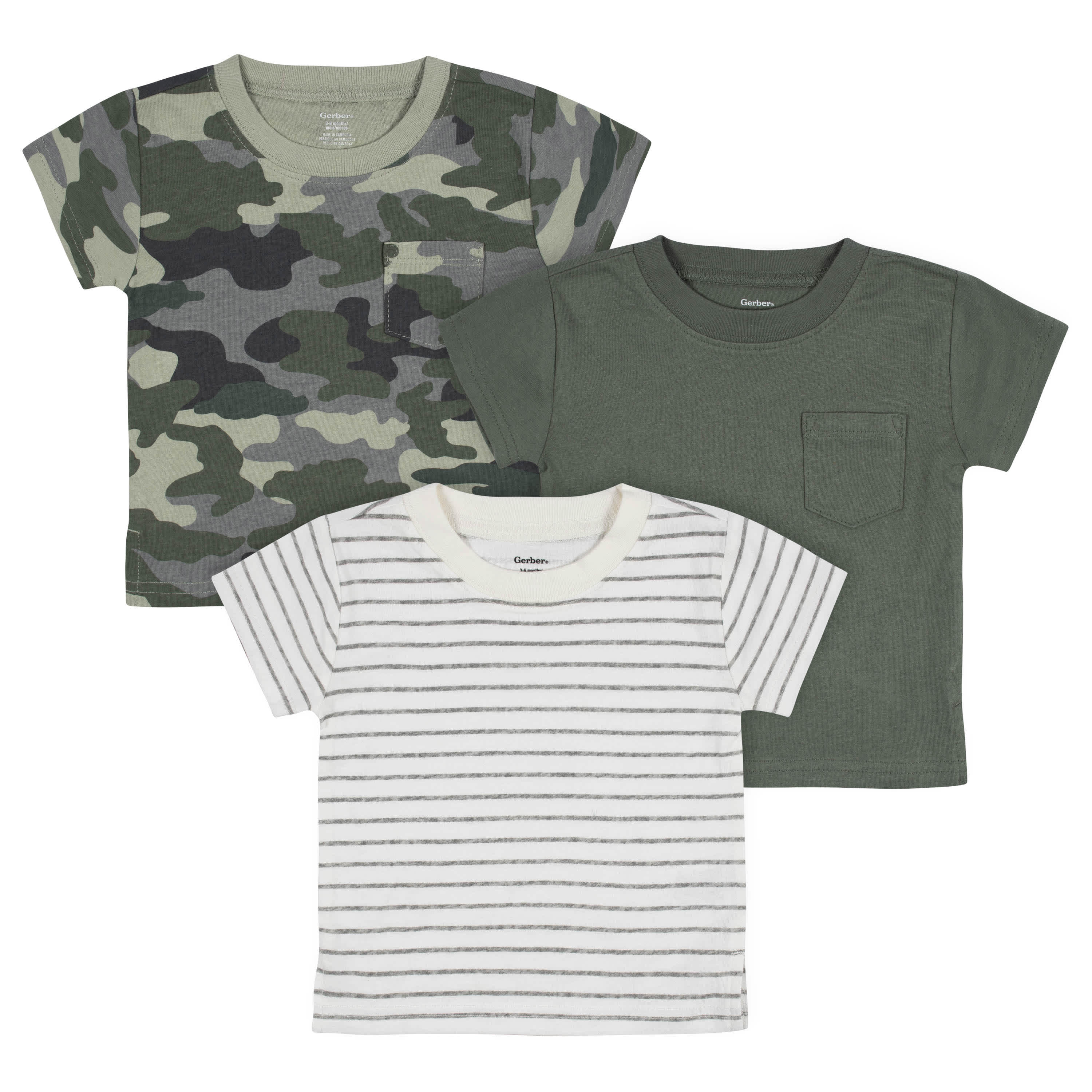 3-Pack Baby & Toddler Boys Color Me Camo Short Sleeve Pocket Tees