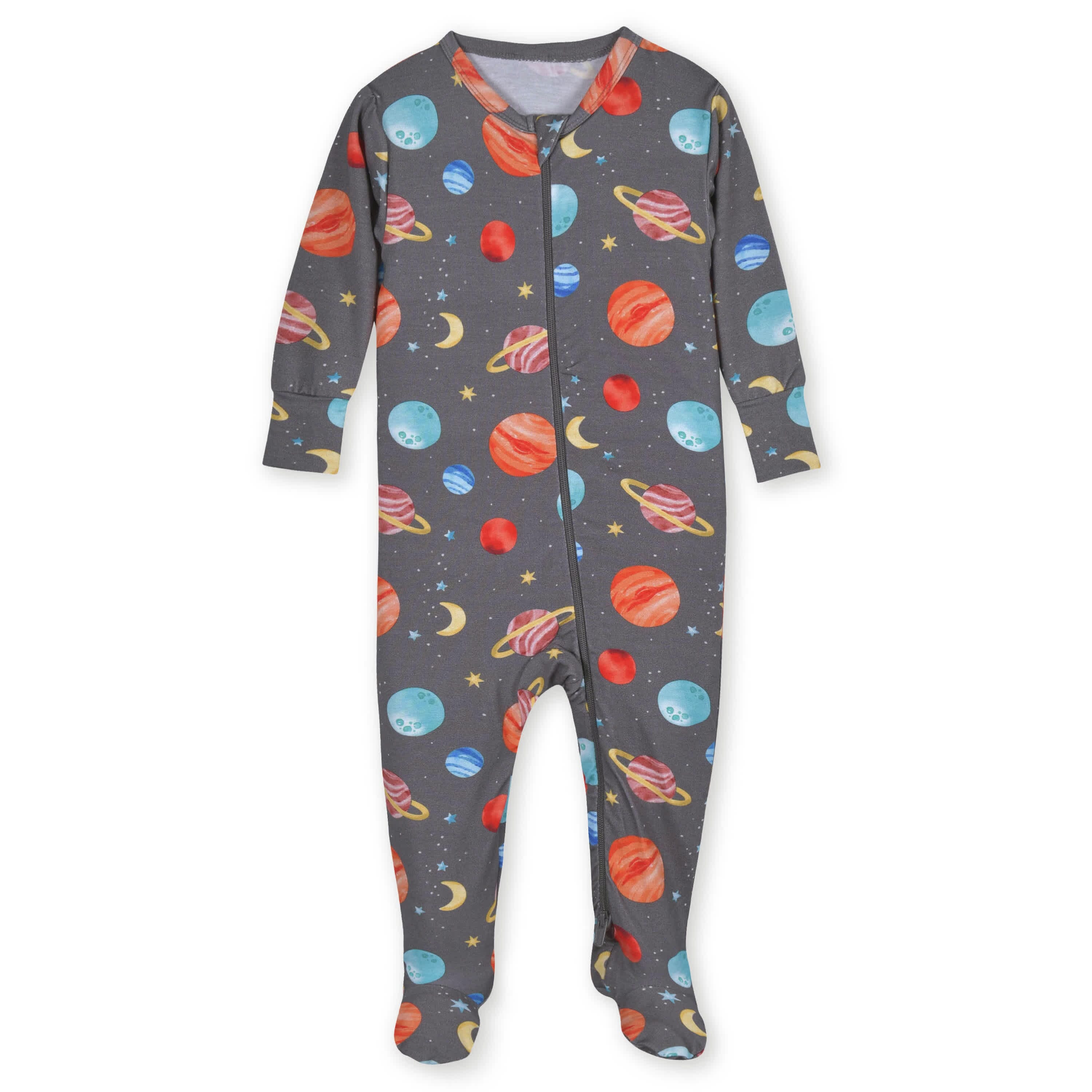 Baby & Toddler Outer Space Buttery Soft Viscose Made from Eucalyptus Snug Fit Footed Pajamas