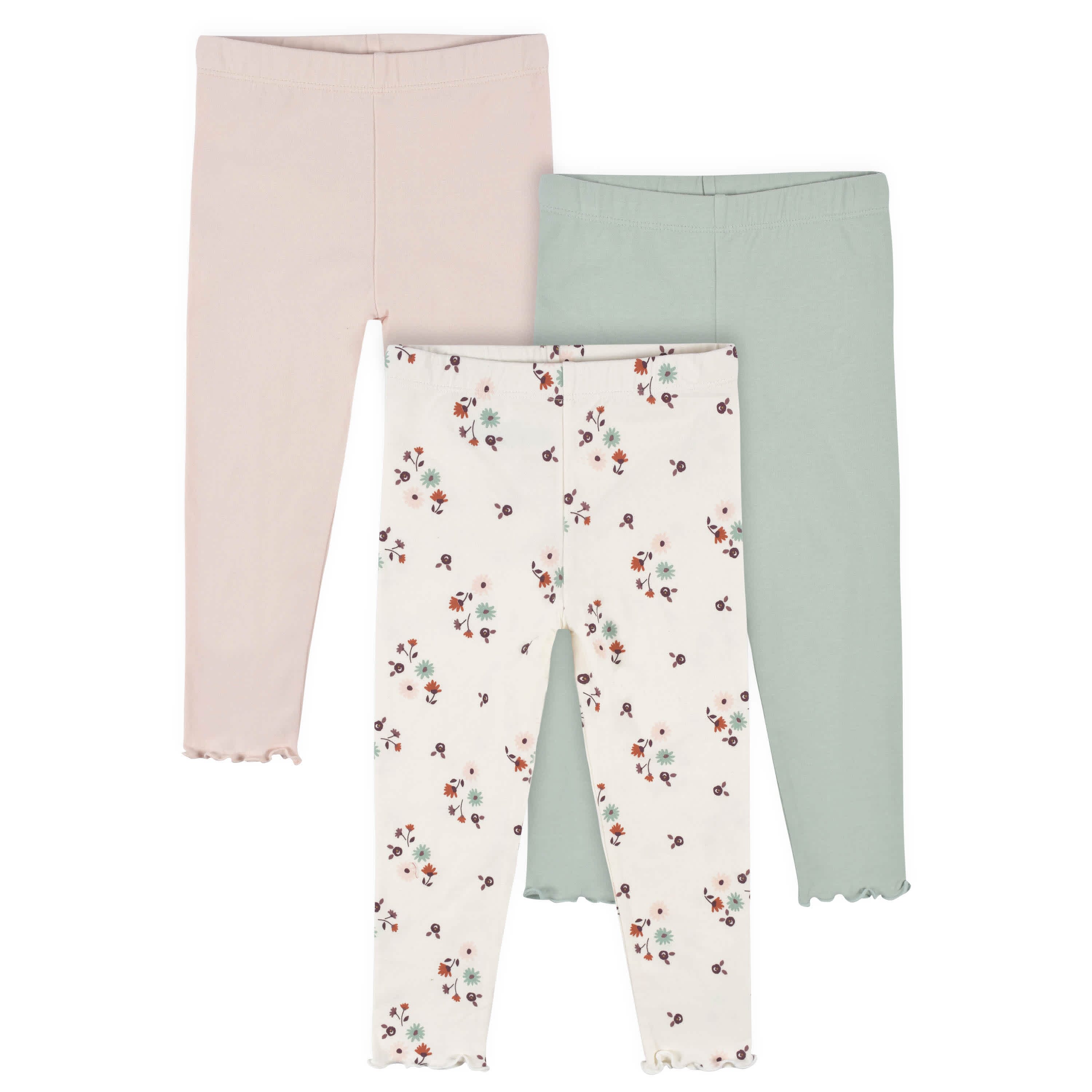 3-Pack Infant & Toddler Girls Mint Floral Leggings hi